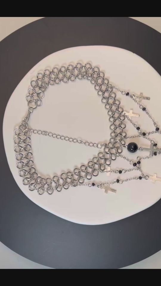 Punk Layered Cross Tassel Collar Choker Necklace | Women's Jewelry