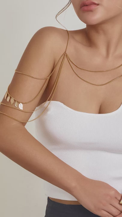 Gold Shoulder Body Chain – Drape Arm Jewelry for Women