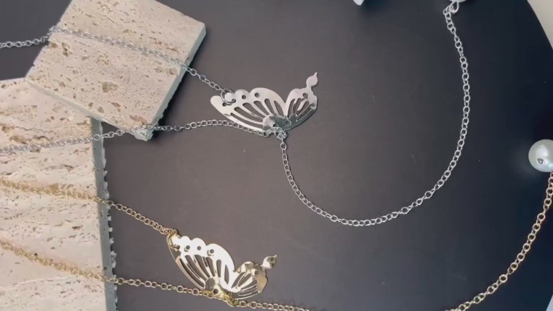 Butterfly Necklace Pendant - Elegant Tiffany Style Jewelry - Katou Jewelry