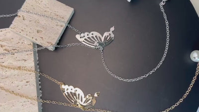 Butterfly Necklace Pendant - Elegant Tiffany Style Jewelry - Katou Jewelry