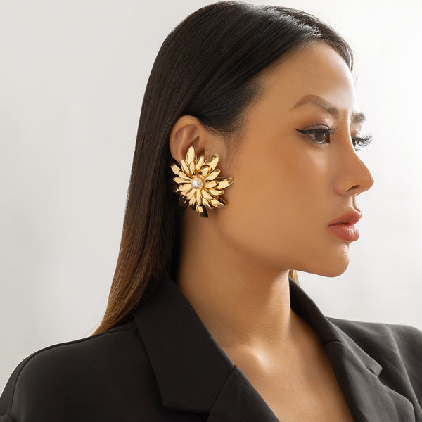 Starburst Earrings | Creative Temperament Atmosphere Earrings | Personality Jewelry Gift Earring Sets | Gift for Her | Dangle Pearl Earrings