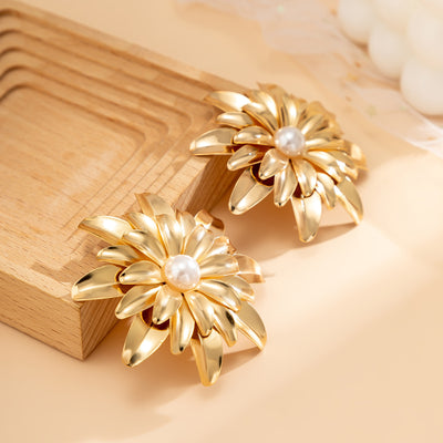 Starburst Earrings | Creative Temperament Atmosphere Earrings | Personality Jewelry Gift Earring Sets | Gift for Her | Dangle Pearl Earrings