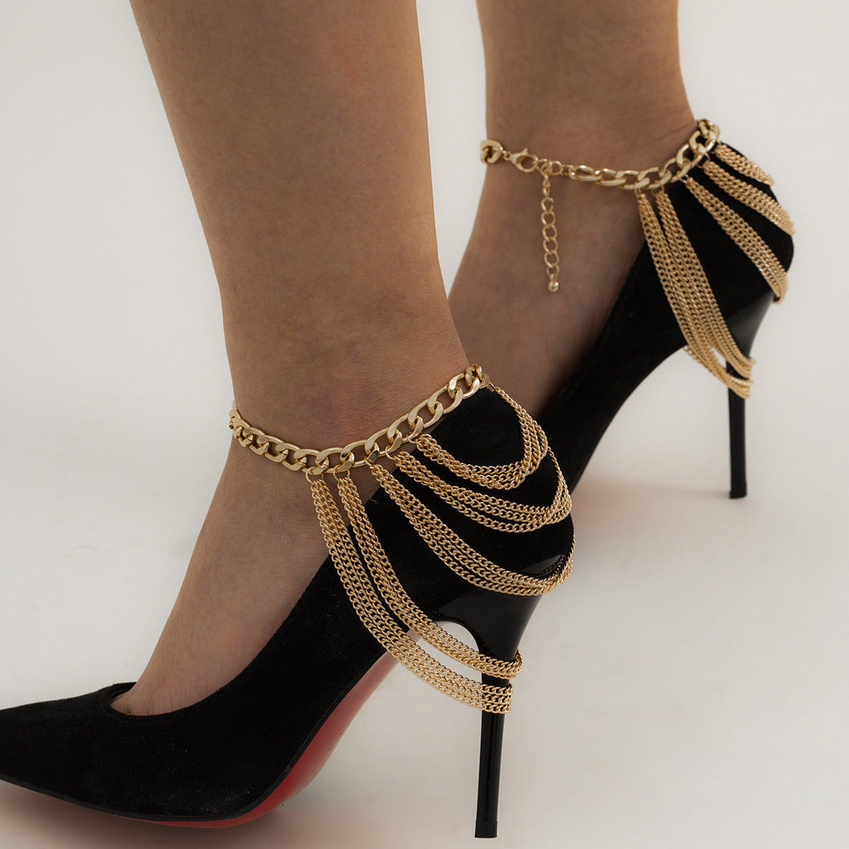 Tassel Ankle Layered High Heel Anklet Shoes Chain - Multilayer Chain High Heel Shoe Simple Foot Ankle