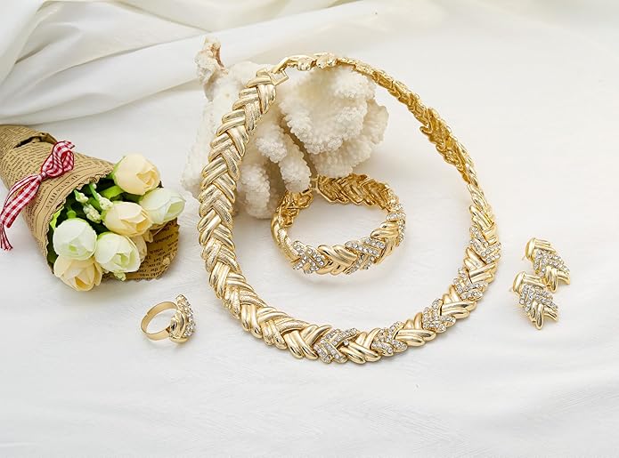 Vintage Gold Bridal Jewelry Set 4PCS - Bridal & Bridesmaid Gift