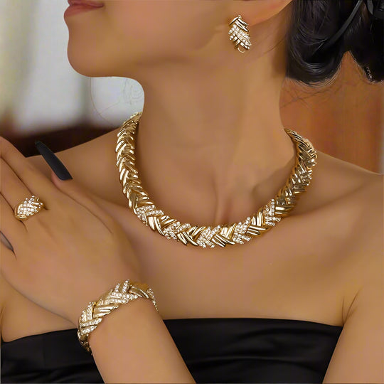 Vintage Gold Bridal Jewelry Set 4PCS - Bridal & Bridesmaid Gift