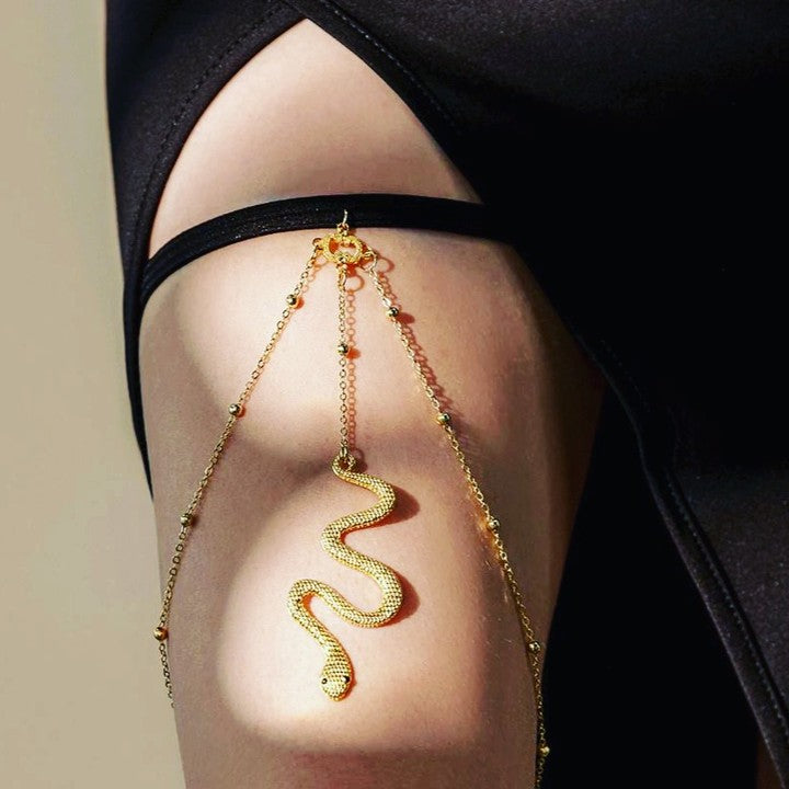 Products Single Layered Snake Leg Chain, Bikini Body Bridal Jewelry, Layered Leg harness, Bikini Thigh Chains
