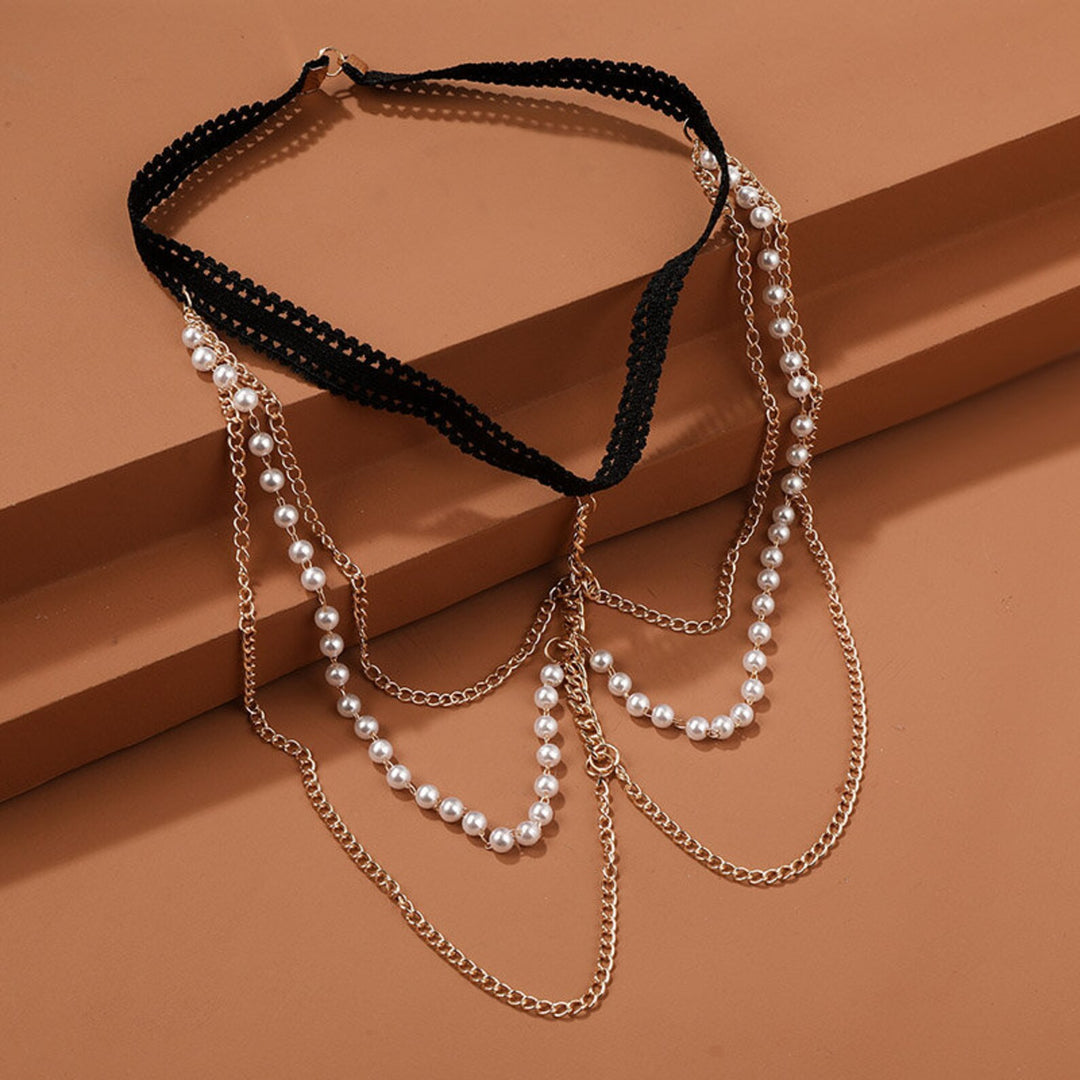 3 Tier Luxe Pearl Leg Chain - Elegant Boho Beach Accessory