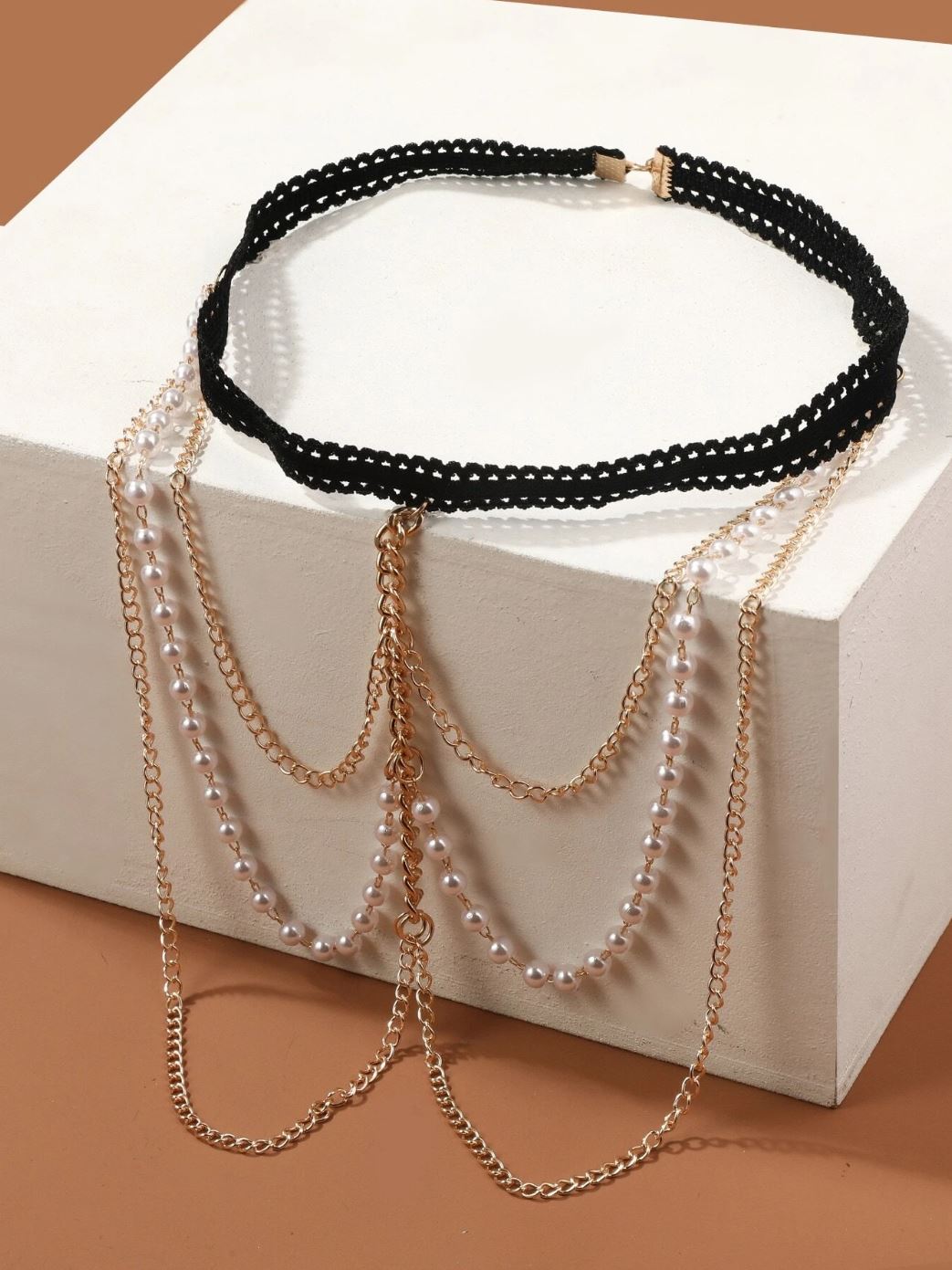 3 Layered Pearl Leg Chain - Bohemian Layered Pearl Chain - Bikini Beach Body Jewelry