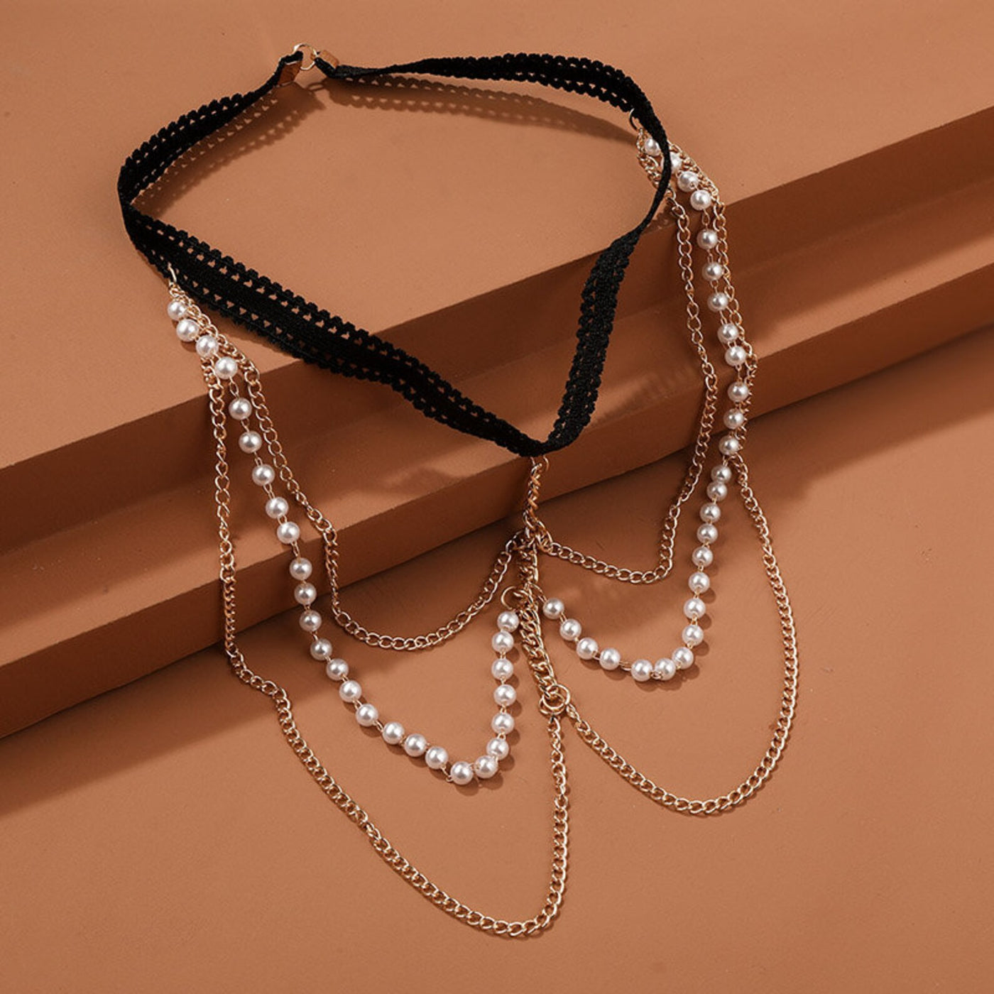 3 Layered Pearl Leg Chain - Bohemian Layered Pearl Chain - Bikini Beach Body Jewelry