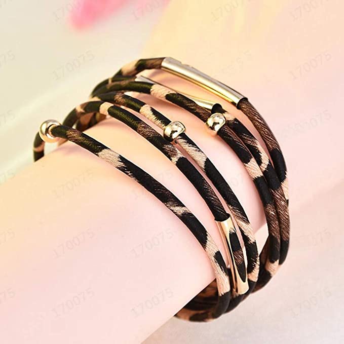 3 Pcs Leopard Heart Shape Set - Leather & Velvet Jewelry Set