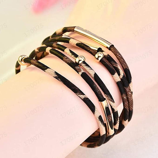 3 Pcs Leopard Heart Shape Set - Leather & Velvet Jewelry Set