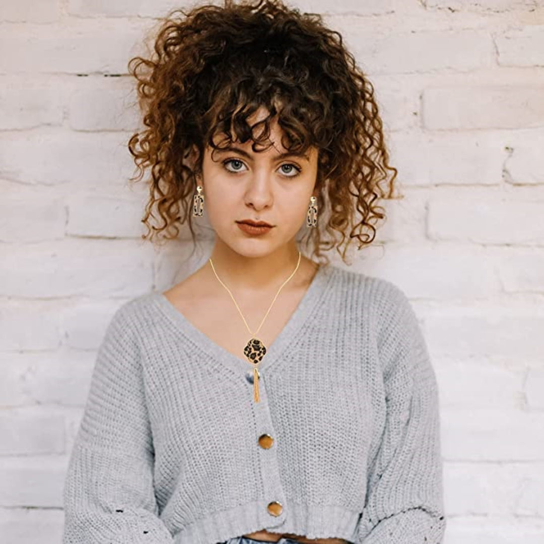 3 Pcs Leather Cuff Leopard Lozenge Shape Set - Elegant velvet Set