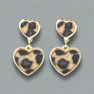3 Pcs Leather Cuff Leopard Heart Shape Set | 3 Pieces Jewelry Set | Leather Heart Necklace | Necklace and Bracelet Set