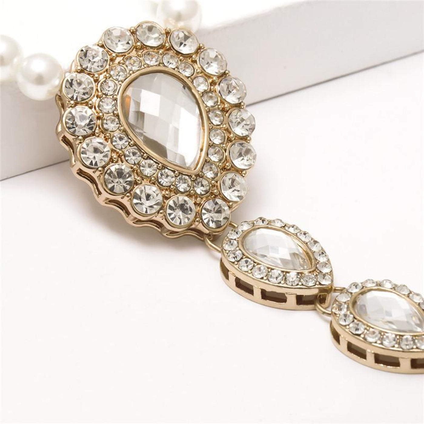 4 Large Crystal Barefoot Bridal Jewelry - Footless Pearl Beach Wedding Sandals