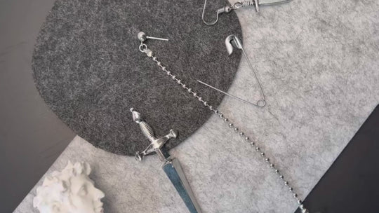 Sword Dagger Pin Ball Chain Earring Set - Sword Studs Earrings Set
