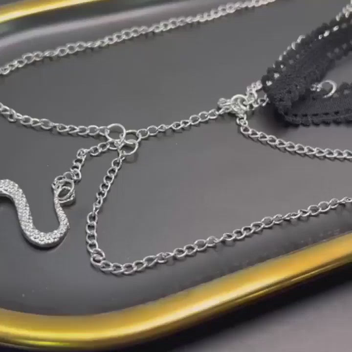 Double Layered Snake Leg Chain | Bikini Body Bridal Jewelry | Layered Leg harness | Bikini Thigh Chains | Body Pendant Snake Leg Chain