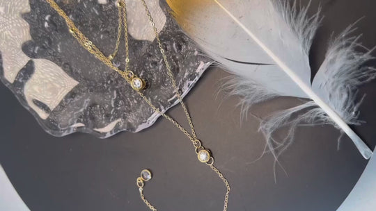 Double Strand Y Necklace - Layered  Panacea Peach Pendant Necklace