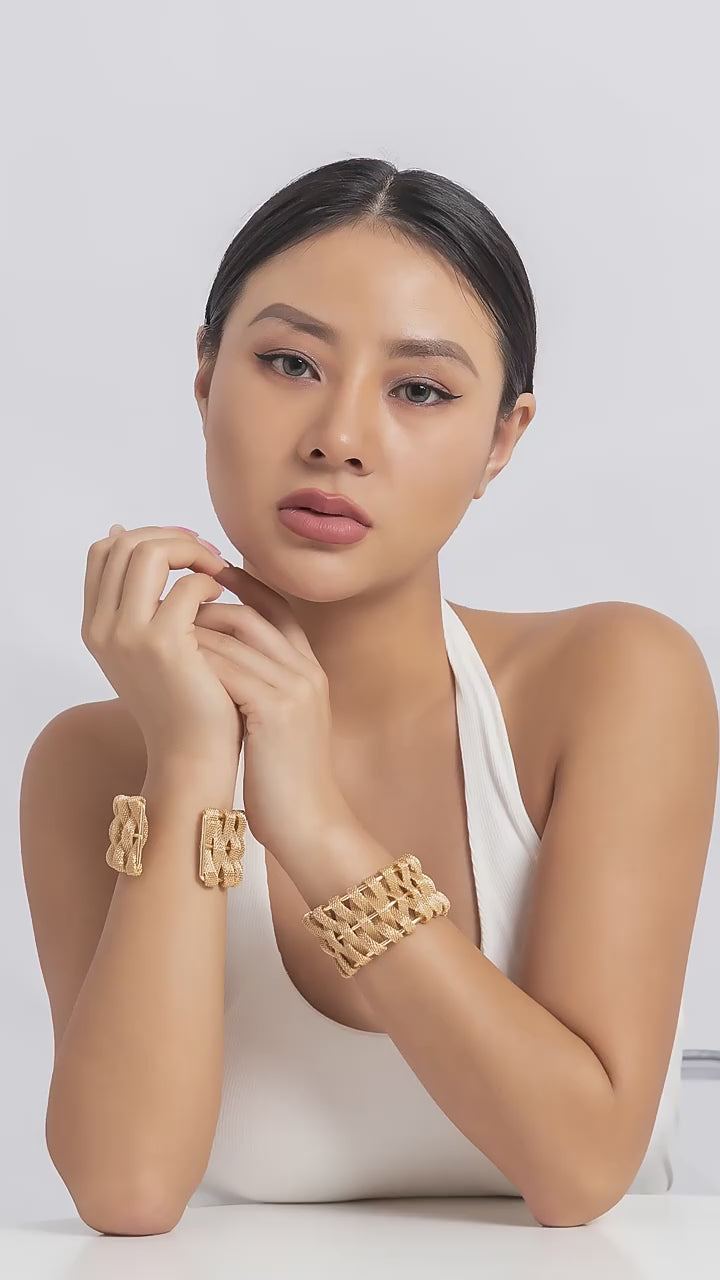 Pattern Wrap Wide Bracelet – Adjustable Cuff Bangle Jewelry