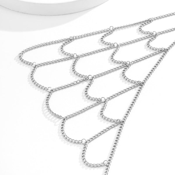 Silver chain necklace on a white background