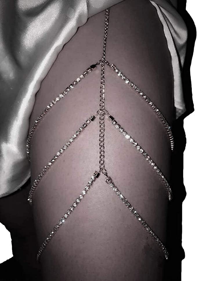 Beach Goddess 3 Tier Crystal Leg Chain - Luxury Bikini Jewelry