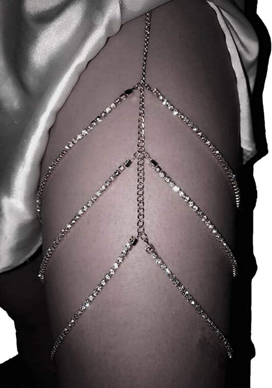 Beach Goddess 3 Tier Crystal Leg Chain - Luxury Bikini Jewelry