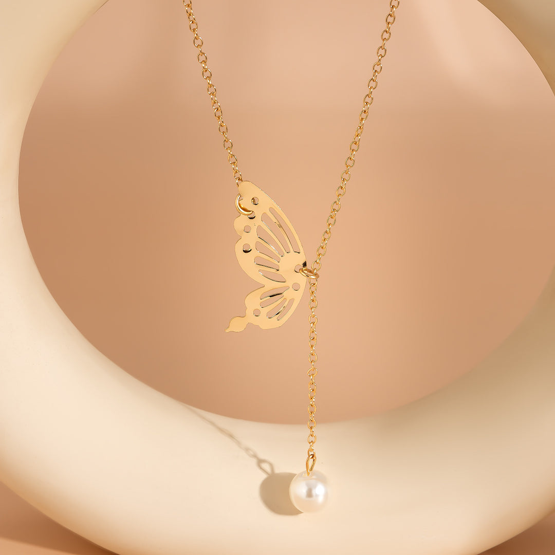 Butterfly Necklace Pendant - Elegant Tiffany Style Jewelry - Katou Jewelry