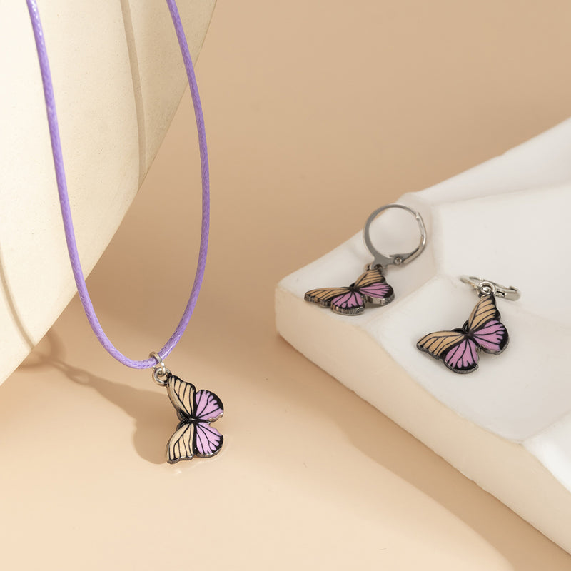 Butterfly Necklace And Earrings Set | Butterfly Jewelry Set | Butterfly Necklace Set | Butterflies Pendant
