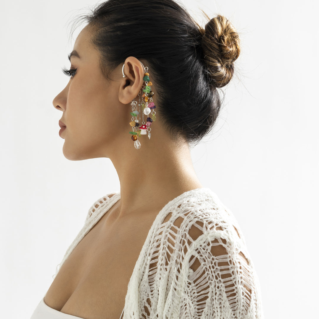 Colorful Drop Earrings - Multi-Color Earrings - Tassel Ear Cuff -  1PC