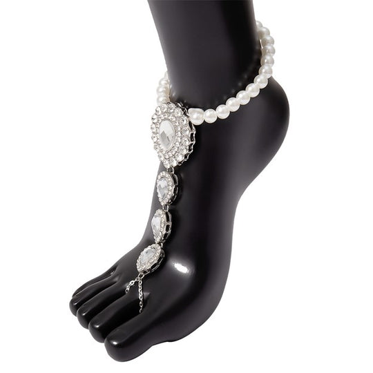 Crystal Pearl Barefoot Sandal - 1pc Only Bridal Beach Jewelry
