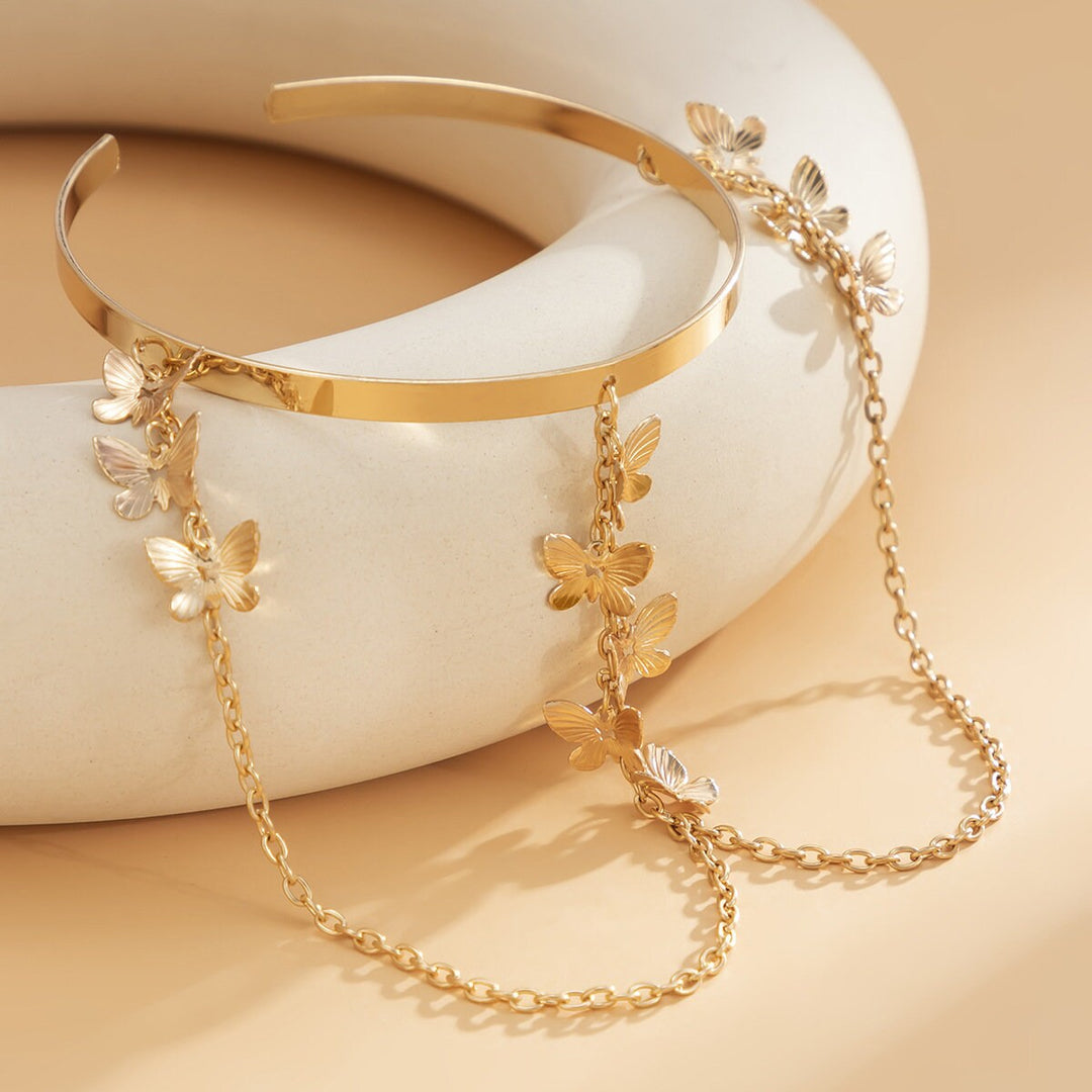 Delicate Butterfly Arm Chain - Layered Upper Arm Bracelet