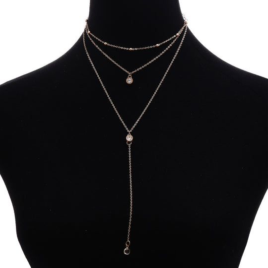 Double Strand Y Necklace - Layered  Panacea Peach Pendant Necklace