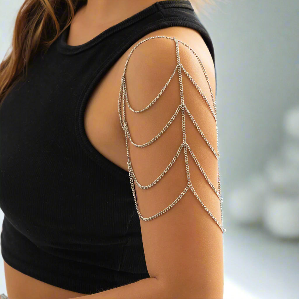 Elegant Multilayered Shoulder Chain - Minimalist Upper Arm Cuff