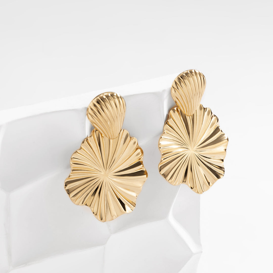 Large Flower Earrings – Gold Statement Blooming Petal Studs
