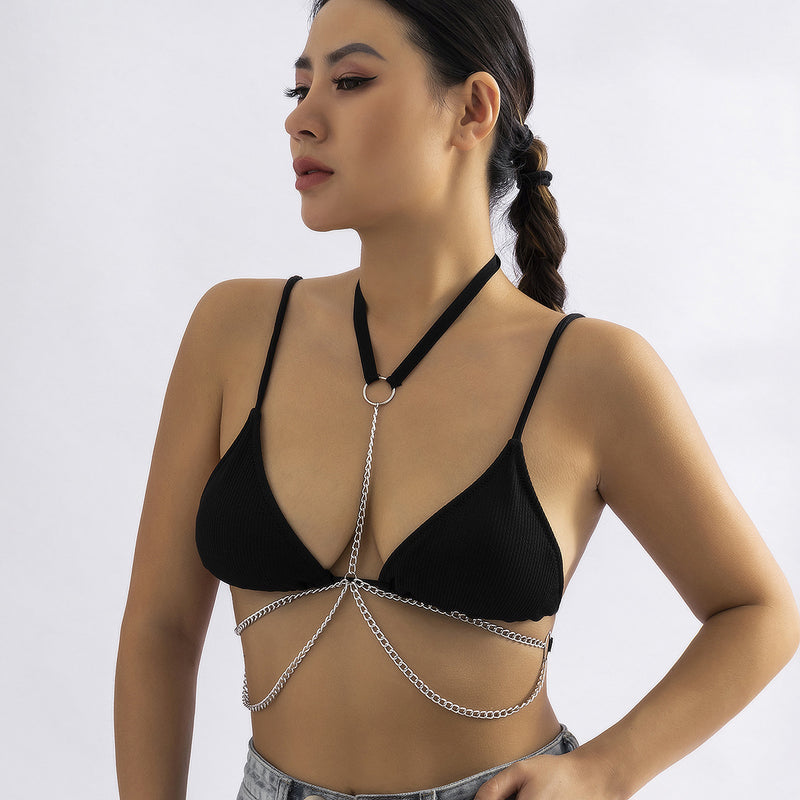Women Bralette Body Chain, Pearls Bra Body Jewelry