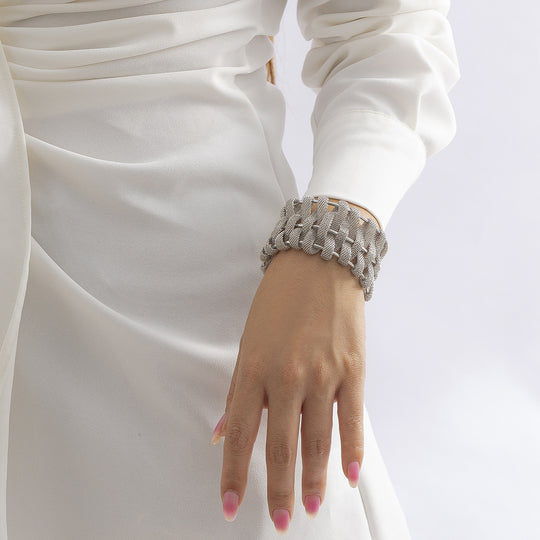 Pattern Wrap Wide Bracelet – Adjustable Cuff Bangle Jewelry