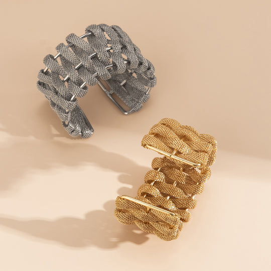 Pattern Wrap Wide Bracelet – Adjustable Cuff Bangle Jewelry