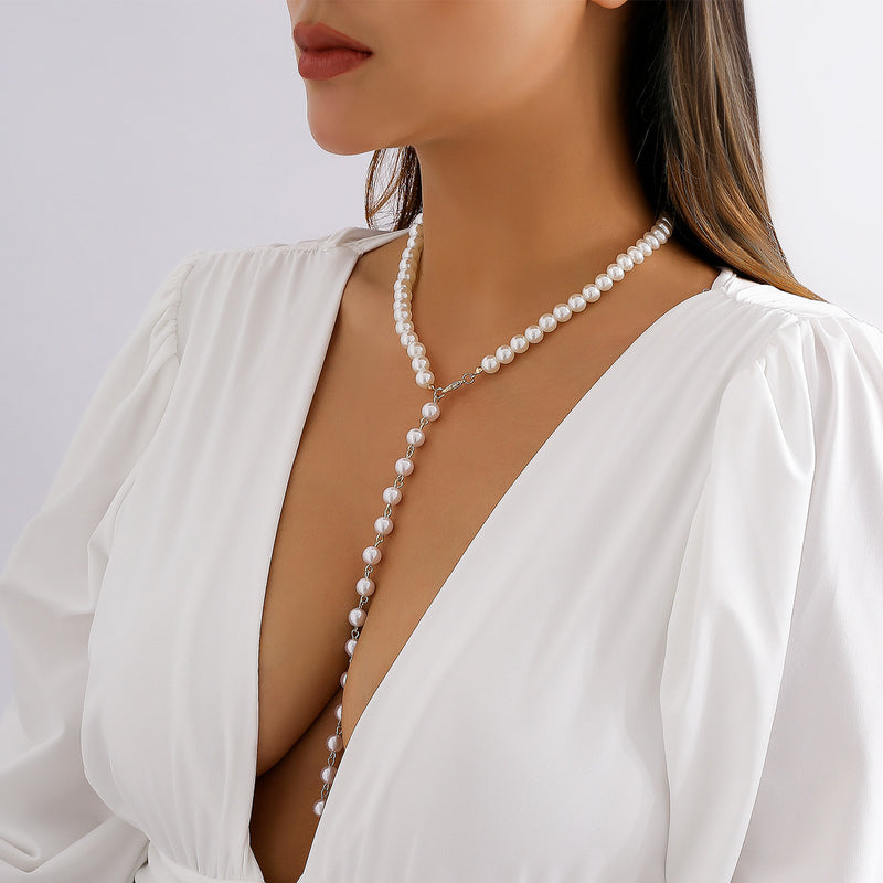 Pearl Y Necklace | Pearl Lariat Necklace | Pearl Y Chain | Pearl Lariat Y Necklaces | Pearl Necklaces | Faux Pearl