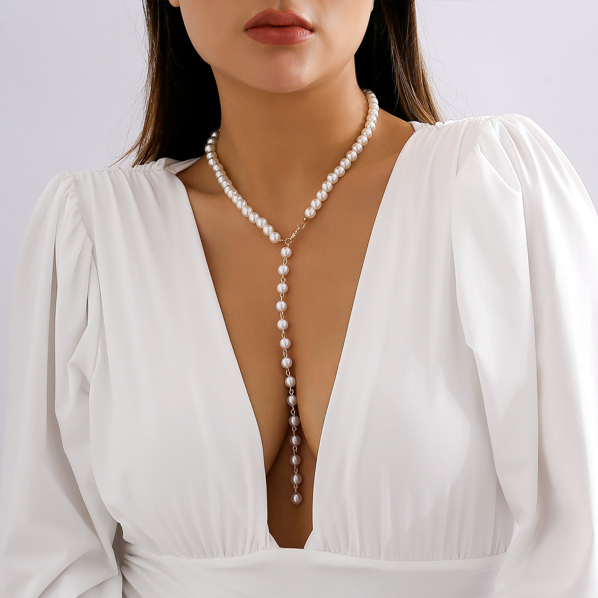 Pearl Y Necklace | Pearl Lariat Necklace | Pearl Y Chain | Pearl Lariat Y Necklaces | Pearl Necklaces | Faux Pearl