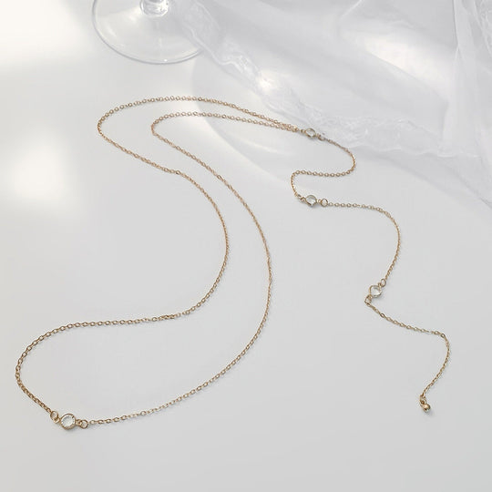 Simple Back Chain - Backdrop Necklace - Open Back Necklace - Pearl Y Necklace