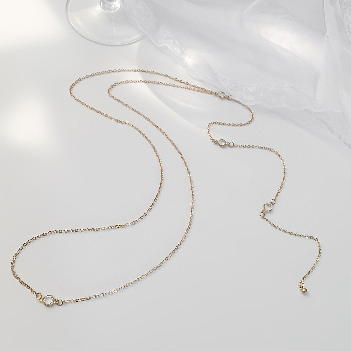 Simple Back Chain - Backdrop Necklace - Open Back Necklace - Pearl Y Necklace