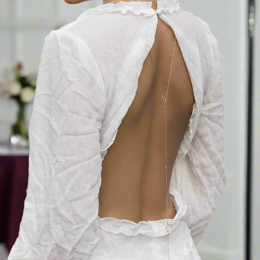 Simple Back Chain - Backdrop Necklace - Open Back Necklace - Pearl Y Necklace