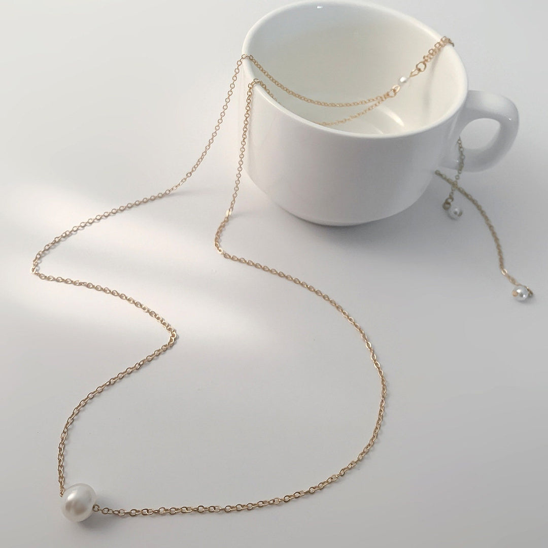 Simple Pearl Back Chain - Summer Body Chain - Elegant Backless Y Necklace
