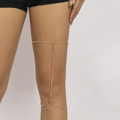 Simple Ladies Knee Chain | Nightclub Leg Chain | Beach Thigh Chain | Crystal Thigh Chain | Silver Thigh Chain