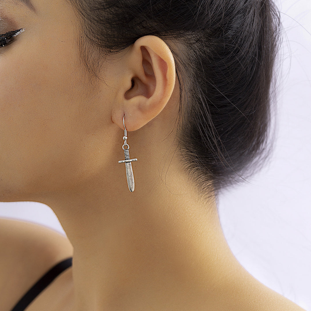Sword Dagger Pin Ball Chain Earring Set - Sword Studs Earrings Set
