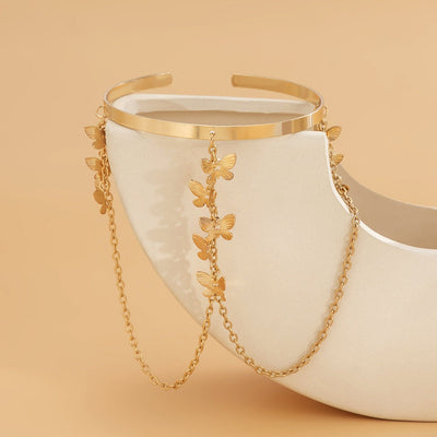Butterfly Arm Chain Armlet - Layered Upper Arm Bracelet - Butterfly Charm Body Chain