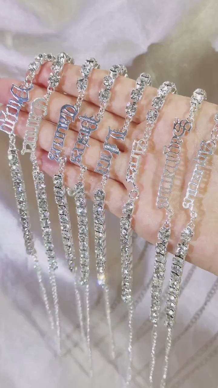 Classic Ankle Bracelet - Diamond Zodiac Sign Chain - Tennis Bracelet - 1X PC