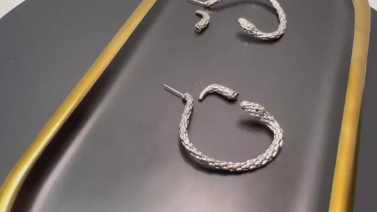 Silver Snake Earring – Single Long Cobra Statement Jewelry