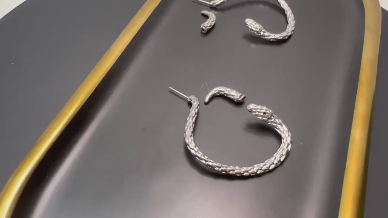 Silver Snake Earring | Cobra Earrings | Snake Lover Gift | Reptile Jewelry | Snake Ear Piece | Long Snake Earrings | Silver Charm Snake