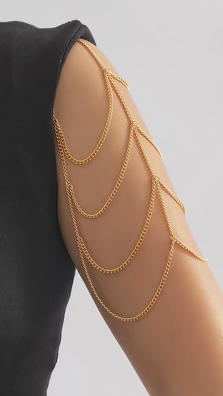 Stylish Multilayered Shoulder Chain | One Part Shoulder Bracelet | Minimalist Shoulder Chain Cuff | Upper Arm Shoulder Bracelet