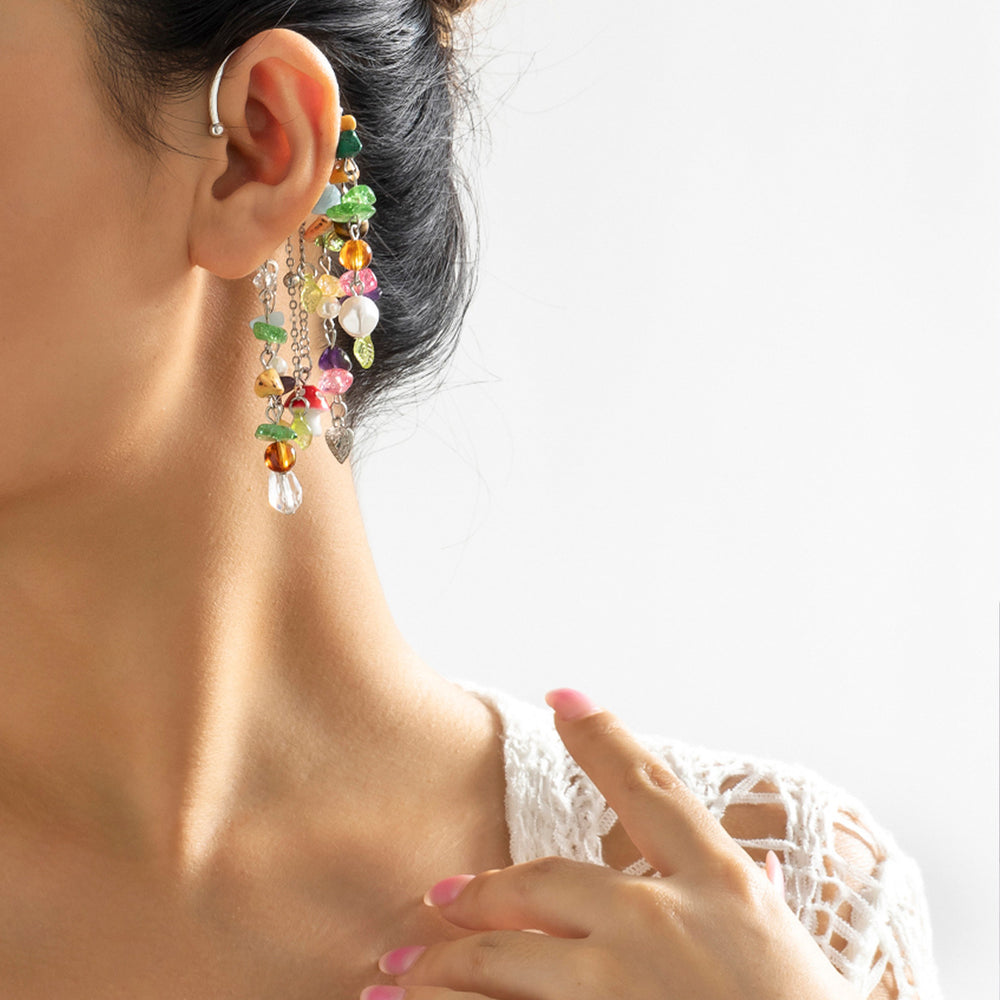Colorful Drop Earrings - Multi-Color Earrings - Tassel Ear Cuff -  1PC